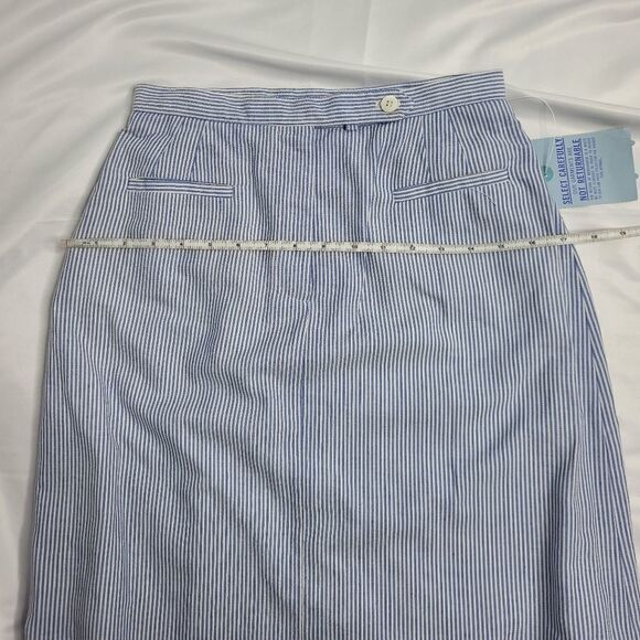 NEW VINTAGE 70s skirt deadstock pinstripe seersucker midi S - Picture 11 of 13